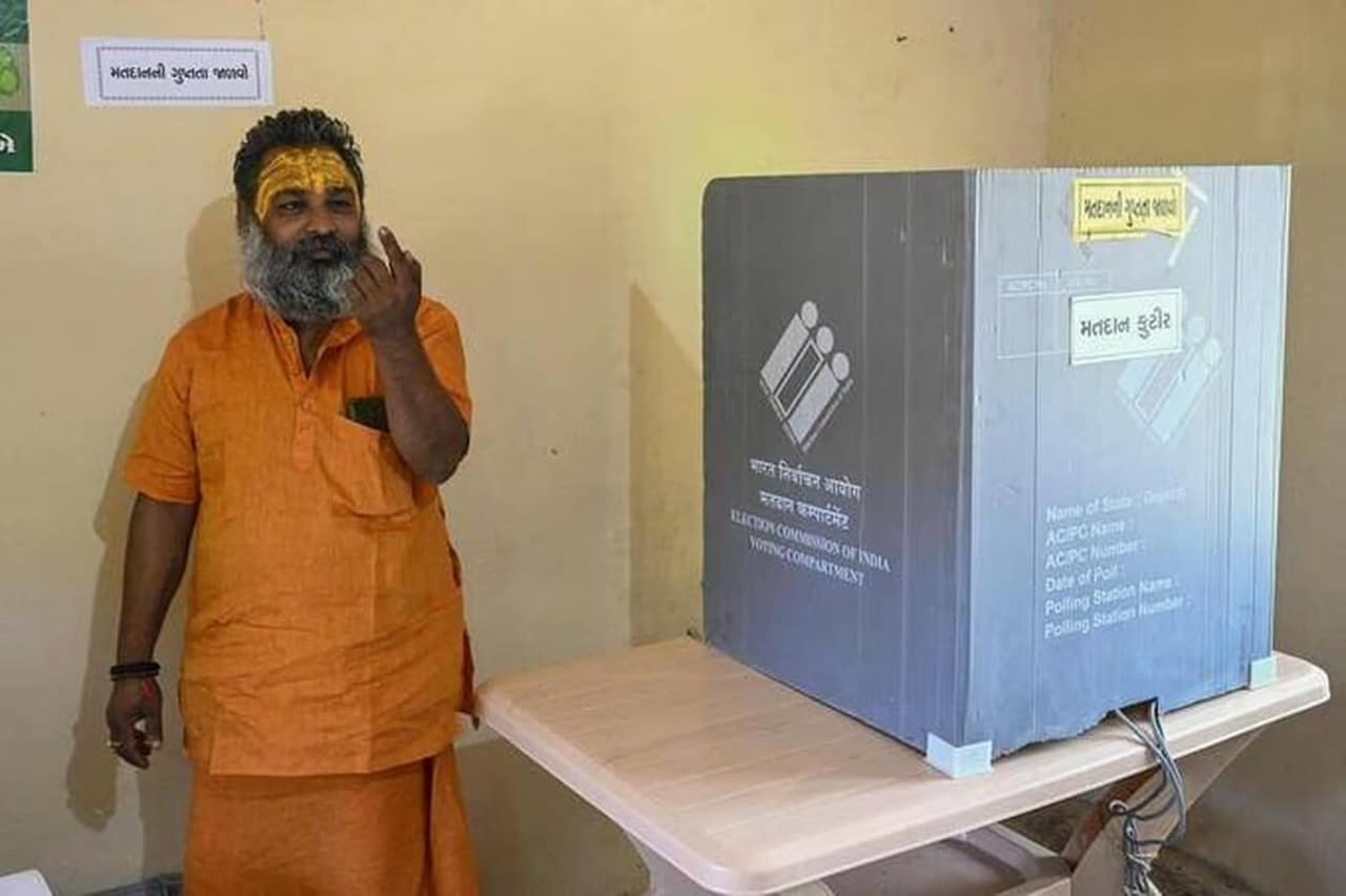 Moine indien, unique électeur dans sa forêt.