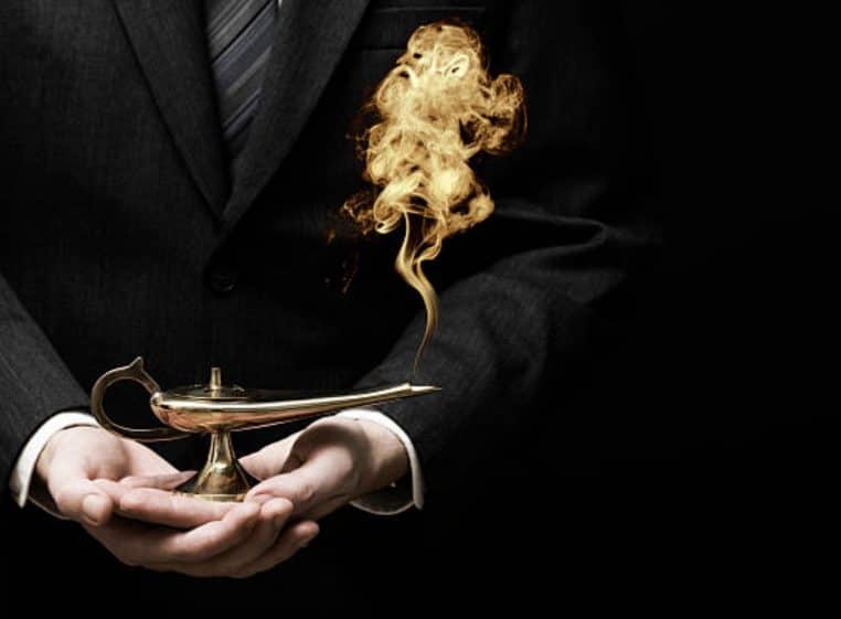 Image illustration blague du jour une femme demande 3 vœux à un génie