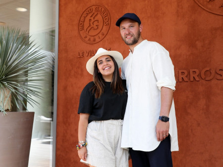 Inès Reg et son ex-mari Kevin Debonne à Rolland-Garros