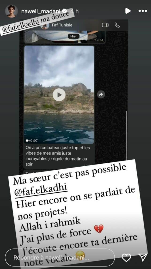 nawall madani annonce mort celebre influenceuse