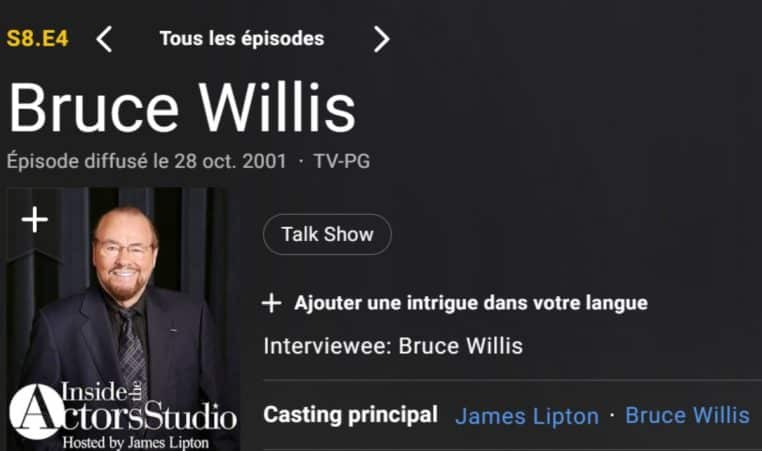 Bruce Willis à l'actor Studio