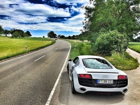audi, car, road, street, curved road, parked car, vehicle, transportation, sports car, auto, r8, automobile, automotive, car rear, audi, car, car, car, car, car wallpapers, car