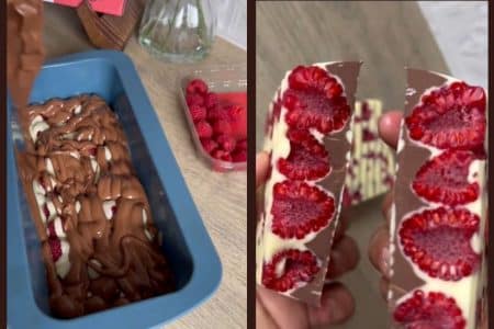 Recette cuisine tiktok : tablette chocolat - framboises (franui)