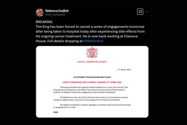 tweet daily mail charles iii hospitalisation