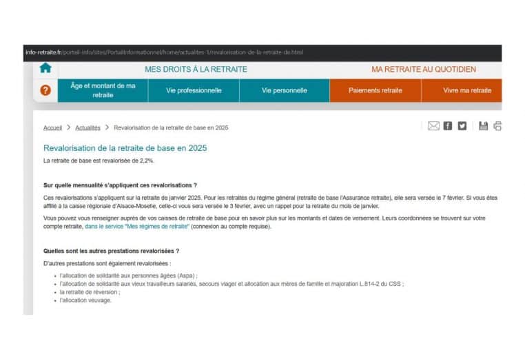 augmentation des retraites @info retraite