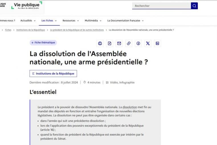 dissolution assemblee @vie publique