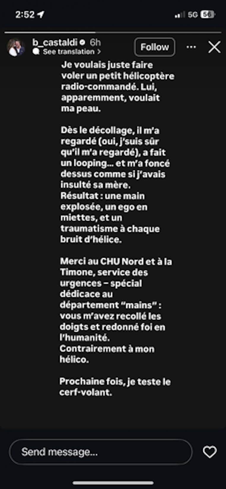 benjamin castaldi failli perdre main