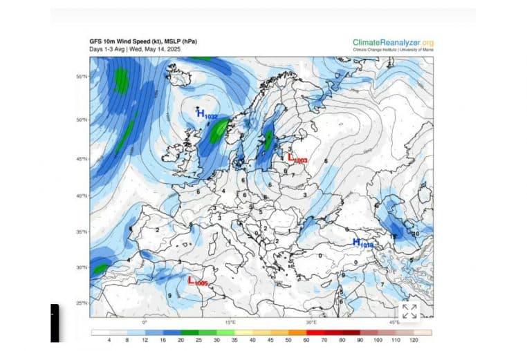tempete ines @climate reanalyzer