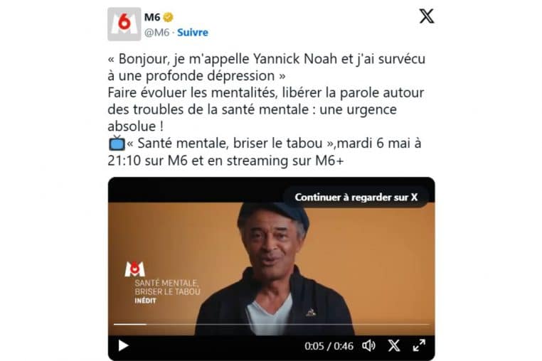 tweet m6 documentaire yannick noah
