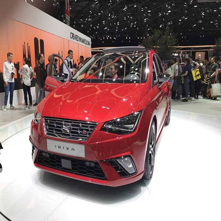 SEAT Ibiza FR exposée lors du salon automobile de Genève 2017.
