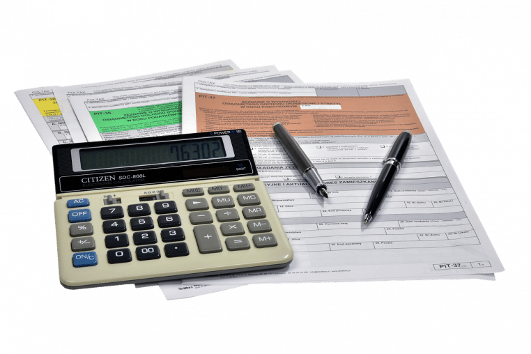 calculatrice sur documents de taxe