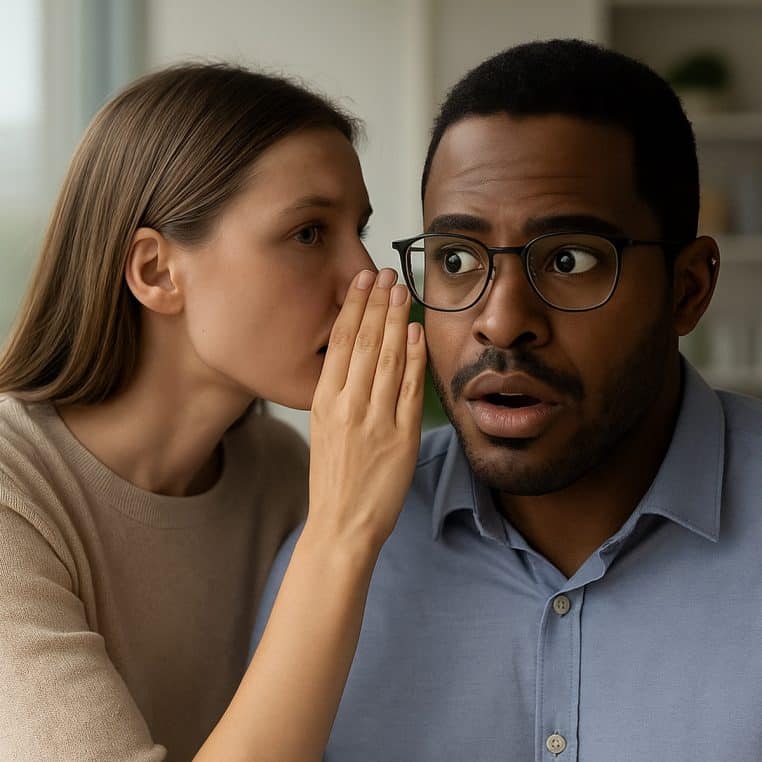 Deux collègues se chuchotant à l’oreille