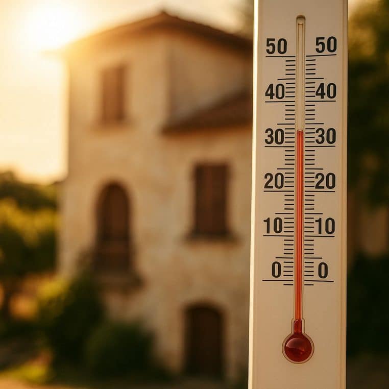 gros plan sur thermomètre extérieur affichant 35 °C