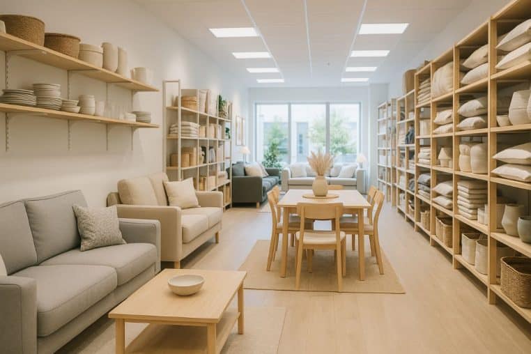 Rayon de magasin de meubles scandinaves lumineux.