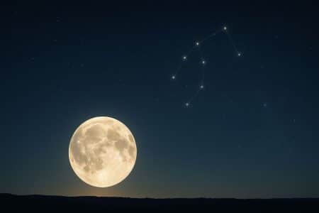 Pleine lune brillante et constellation du Verseau.