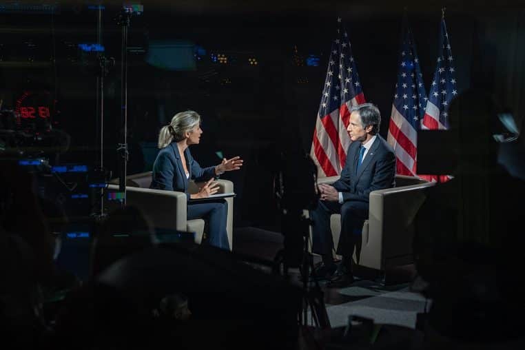 Secretary of State Antony J. Blinken conducts a media interview with France 2 TV on the margins of the Ministerial Council Meeting (MCM) of the Organization for Economic Cooperation and Development (OECD).