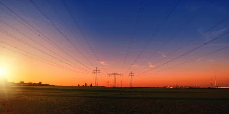 sunset, countryside, power lines, power poles, nature, high-voltage pylons, electricity pylons