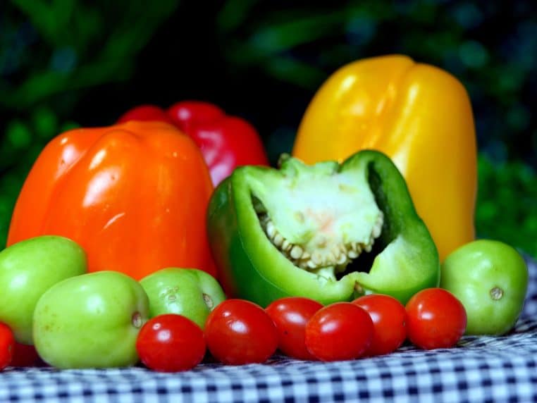 bell pepper, tomatoes, ingredients, organic, harvest