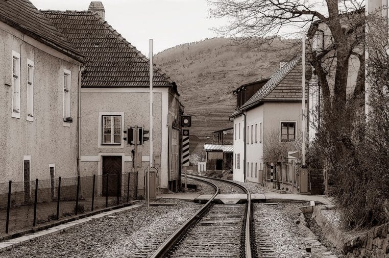 town, railway, train, railroad, country, house, landmark, old