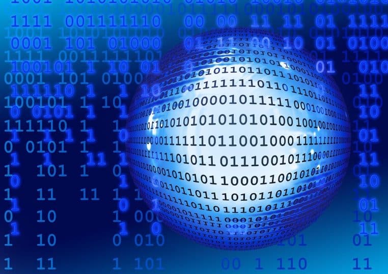 Sphère composée de chiffres binaires.