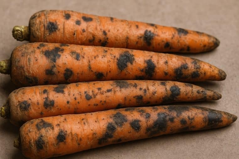 Carottes avec taches noires