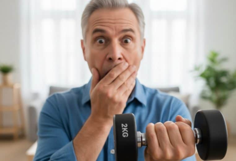 Un homme se coince un altère dans le derrière