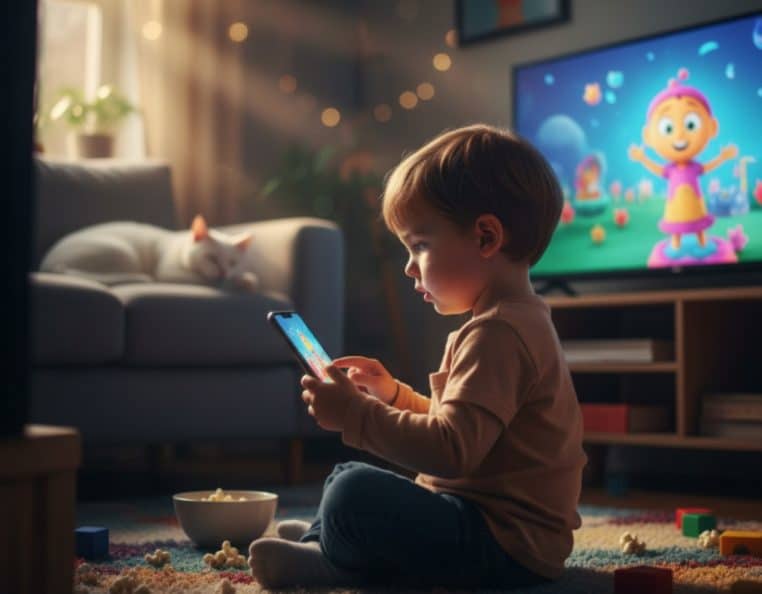 Enfant devant les écrans