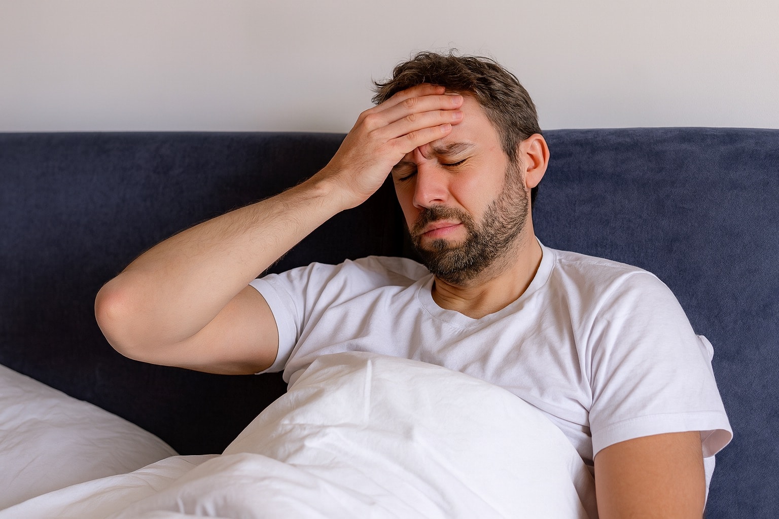 Homme avec mal de tête
