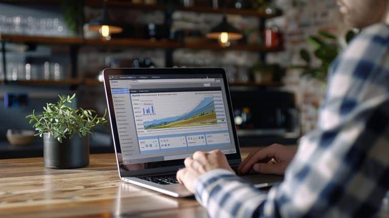 Écran d’ordinateur avec graphiques d’analyse.