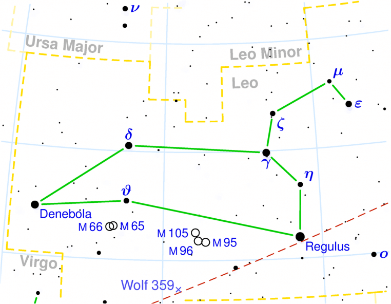 Carte stellaire de la constellation du Lion