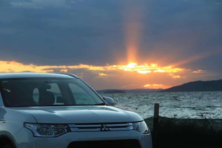 mitsubishi, nature, sunset, outlander