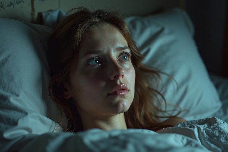 chronic, illness, chronic fatigue syndrome, insomnia, bed, fatigue, worry, woman, ai generated