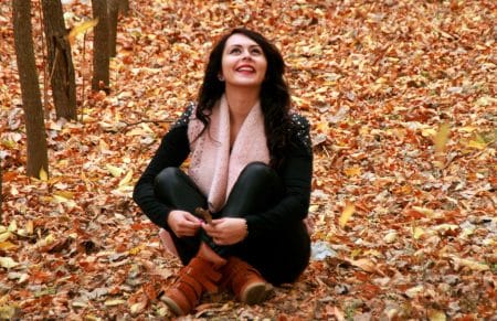 face, the autumn, yellow, leaves, nature, beauty, happy, park