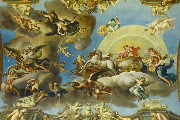 Détail sculpté de la Galerie dorée à la Banque de France.