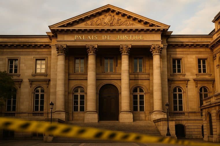 Façade du Palais de justice de Paris au coucher du soleil, symbolisant une décision judiciaire importante.
