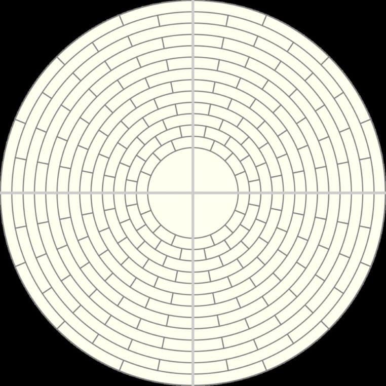 Panneau horizontal montrant un motif de rosace en petits modules de carrelage blancs et anthracite, style contemporain.
