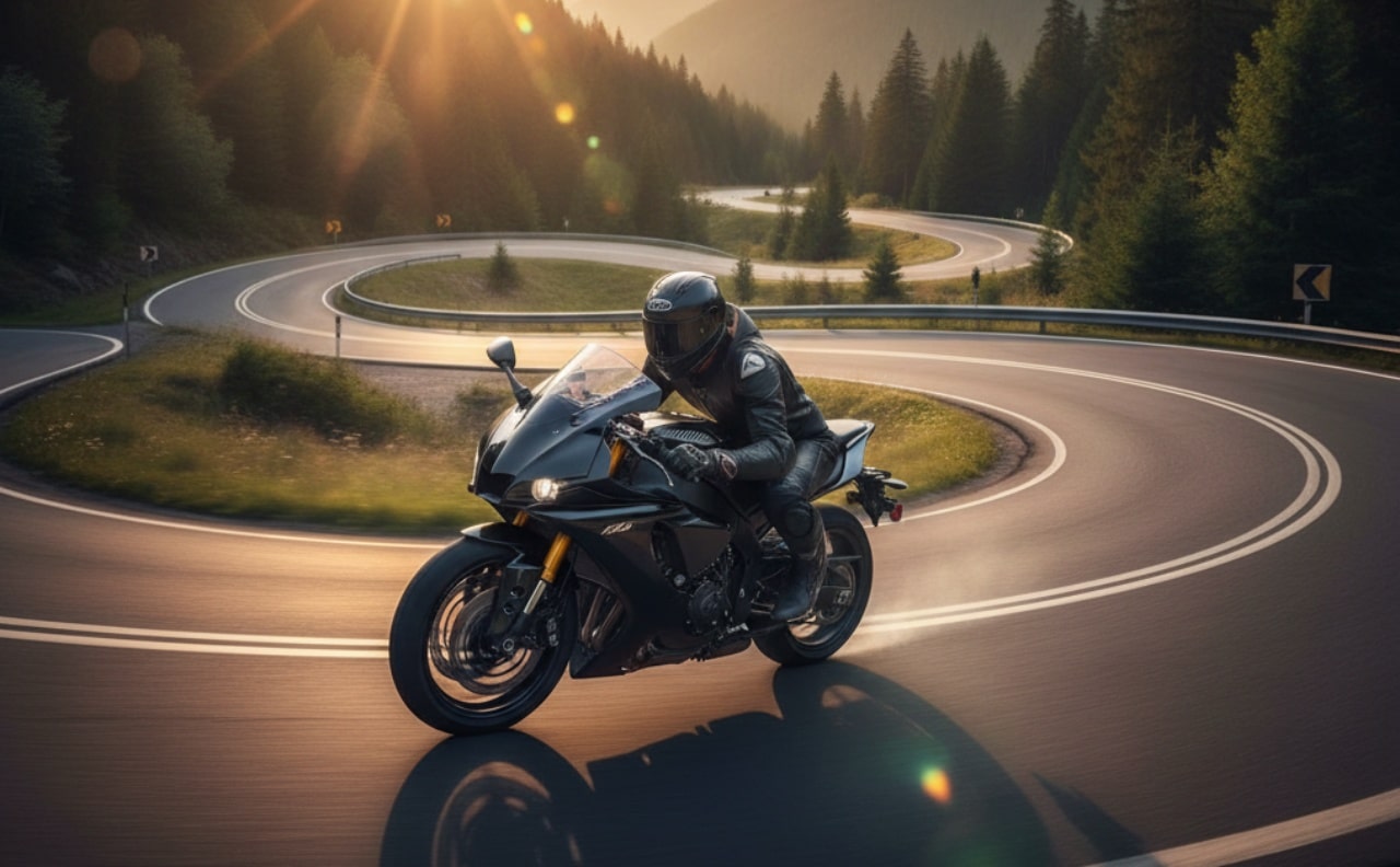 Moto virage signalisation