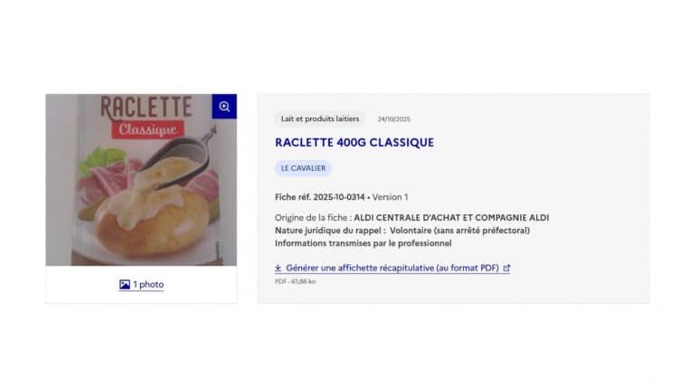 rappel fromage raclette