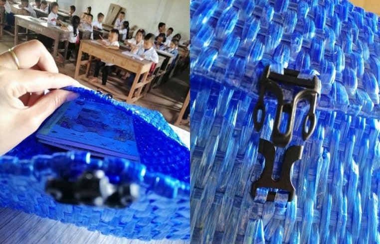 Un père tisse lui-même le sac à dos de son enfant de 5 ans