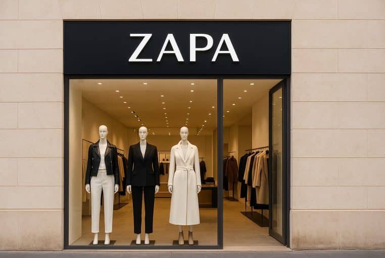 Façade de la boutique Zapa en format paysage avec l’enseigne « ZAPA » bien visible au-dessus de la vitrine.
