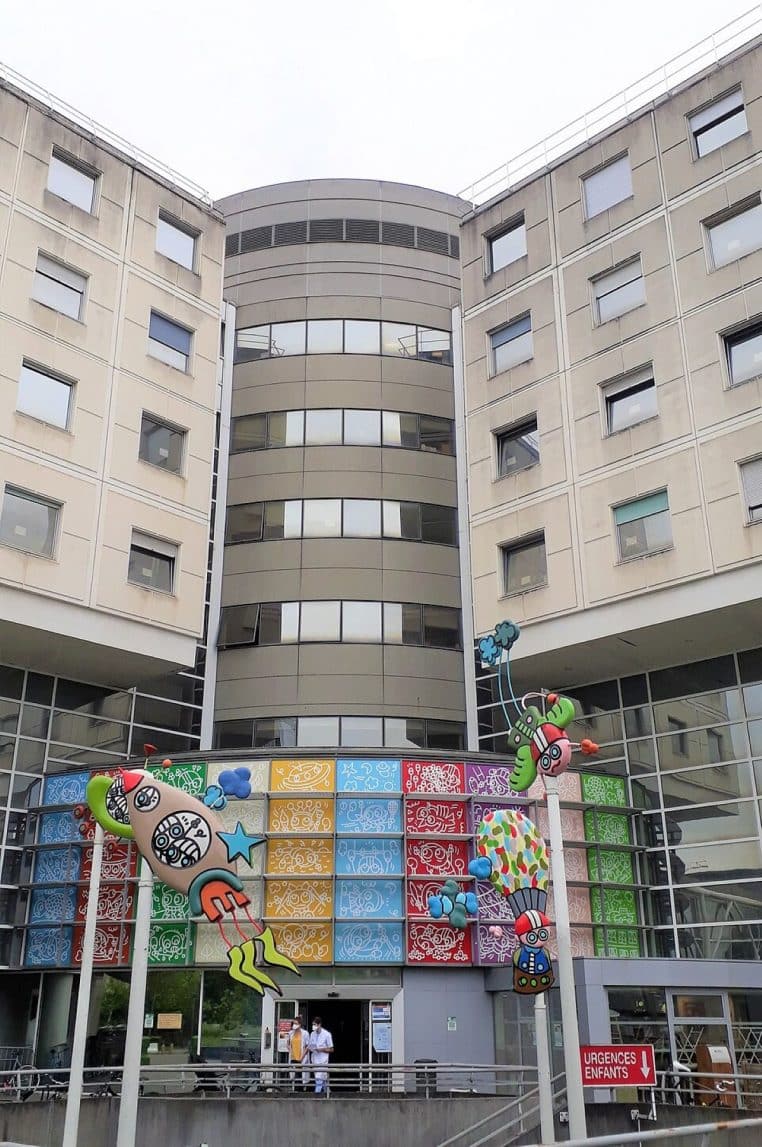 ntrée de l'hôpital des enfants, CHU de Bordeaux, hôpital Pellegrin, décoration de Jofo.