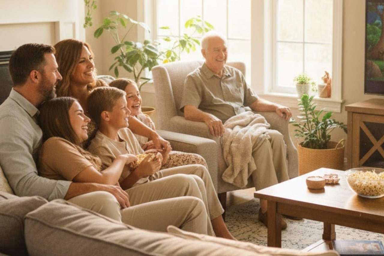 Famille avec vieil homme, le beau-père