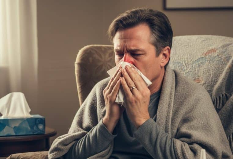 Homme qui a un rhume