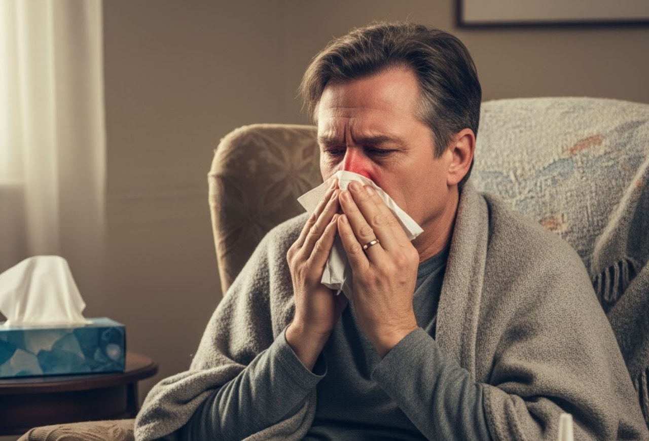 Homme qui a un rhume