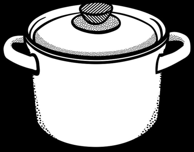 Dessin noir et blanc d’une casserole avec couvercle, illustrant un ustensile simple et usé orienté vers la collecte dédiée.