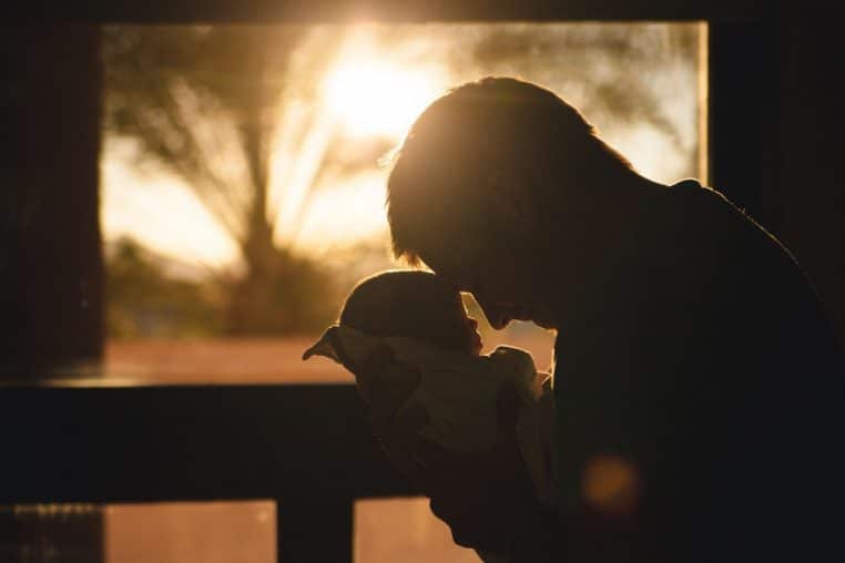 baby, child, father, parent, nature, fatherhood, parenthood, family, guy, man, people, love, silhouette, sunrise, morning, fathers day