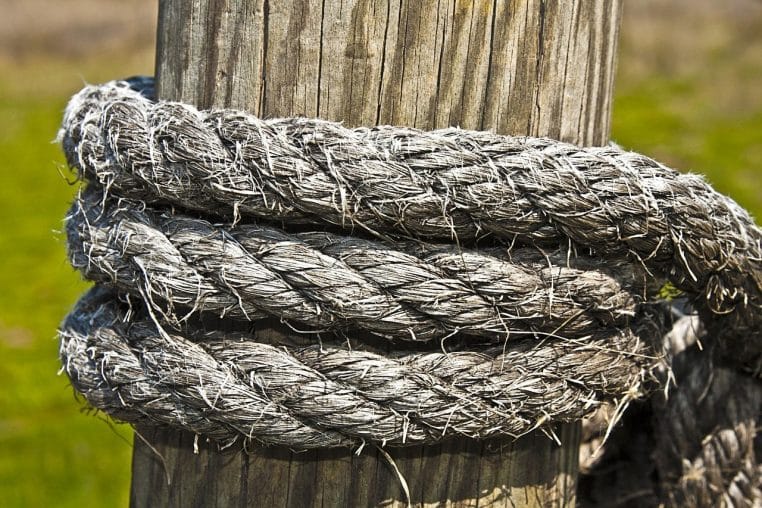 rope, wood, old, knot, tied, pole, weathered, hang, wooden