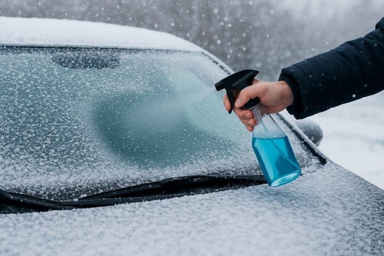 Pulvérisateur, voiture, neige