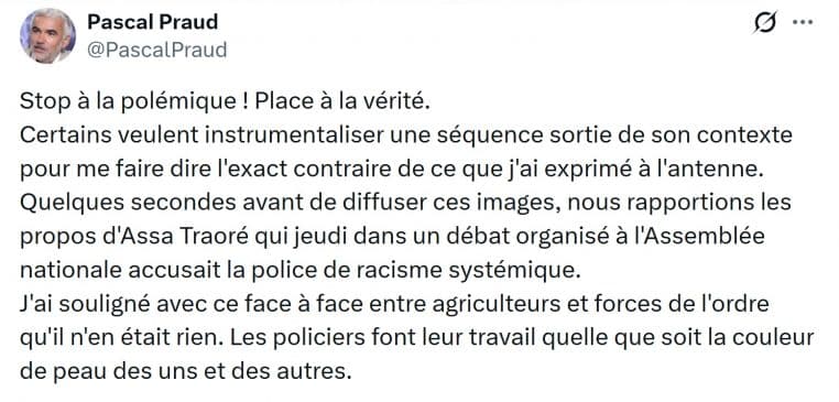 Pascal Praud réaction polémique