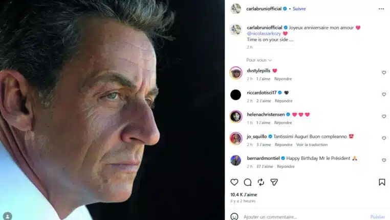 anniversaire sarkozy @instagram carla bruni